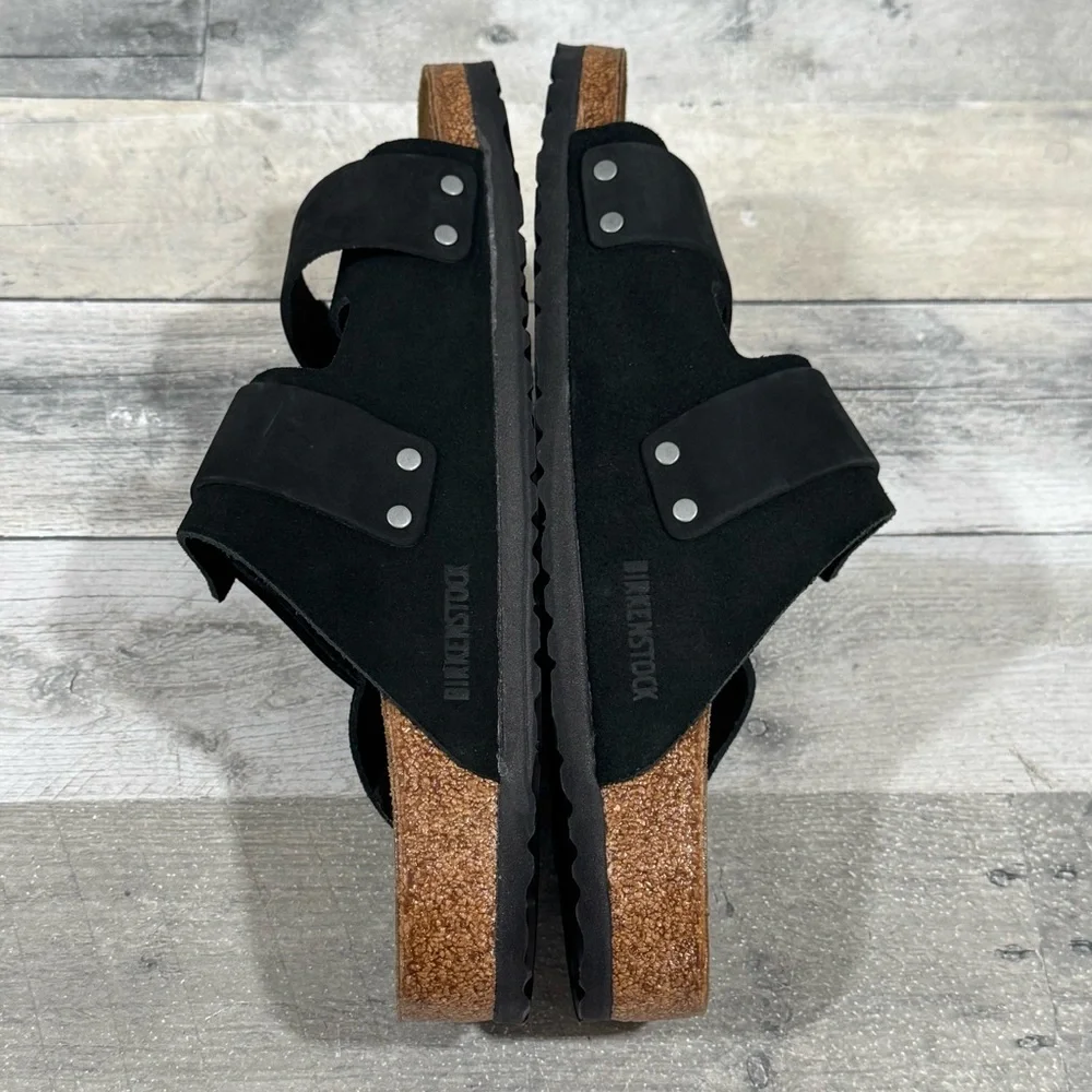 BIRKENSTOCK Uji Nubuck-Suede Leather Sandals in Black - Sz - 11-11.5 US / 44 EU - Picture 6 of 8